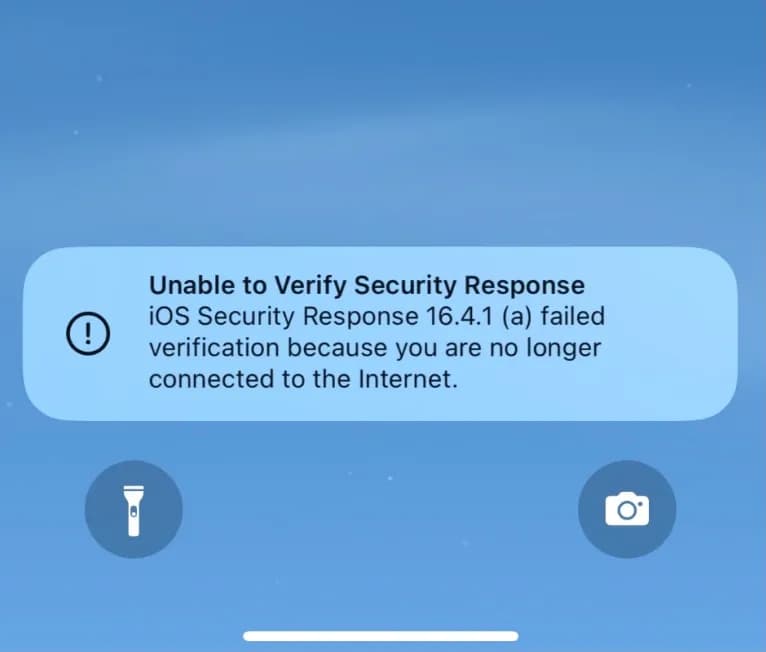 The notification users observed when their device failed to install the RSR